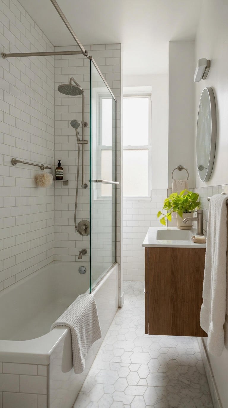 14. Half Glass Shower Wall Design