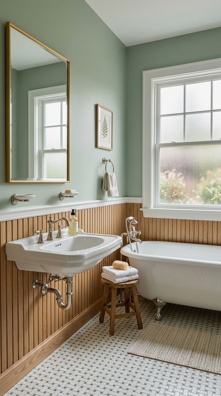 21 Wood Slat Wall Bathroom Ideas That Turn a Boring Room Into a Spa 12 12. Half Wood Slat Wall Bathroom Design