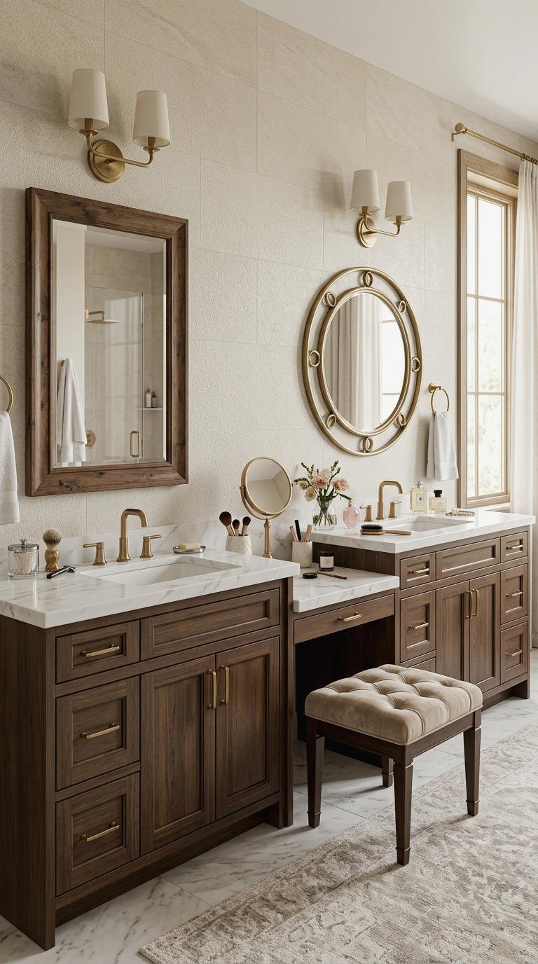 22. His and Hers Makeup Vanity Layout
