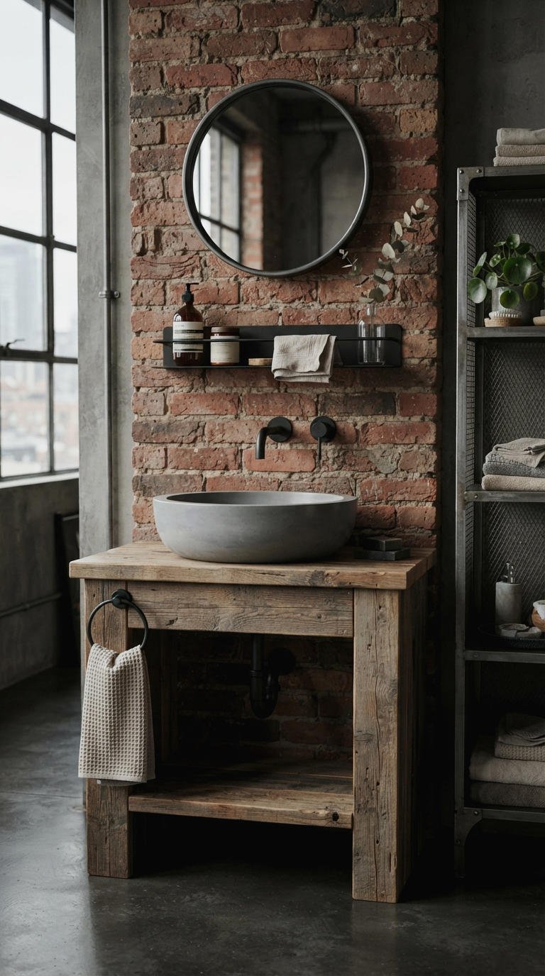 23. Industrial Concrete Vessel Sink Bathroom