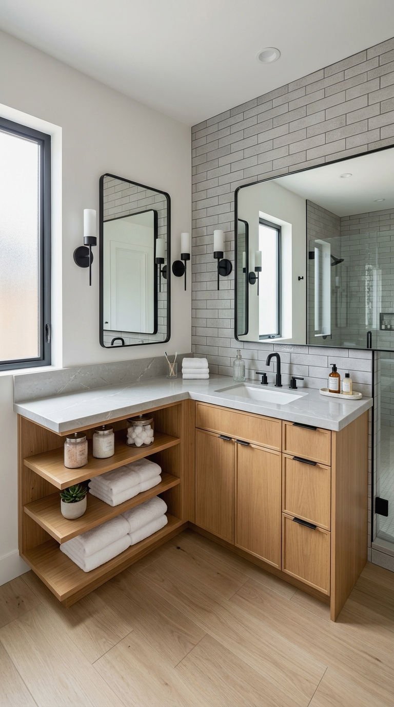 8. L Shaped Corner Vanity Layout