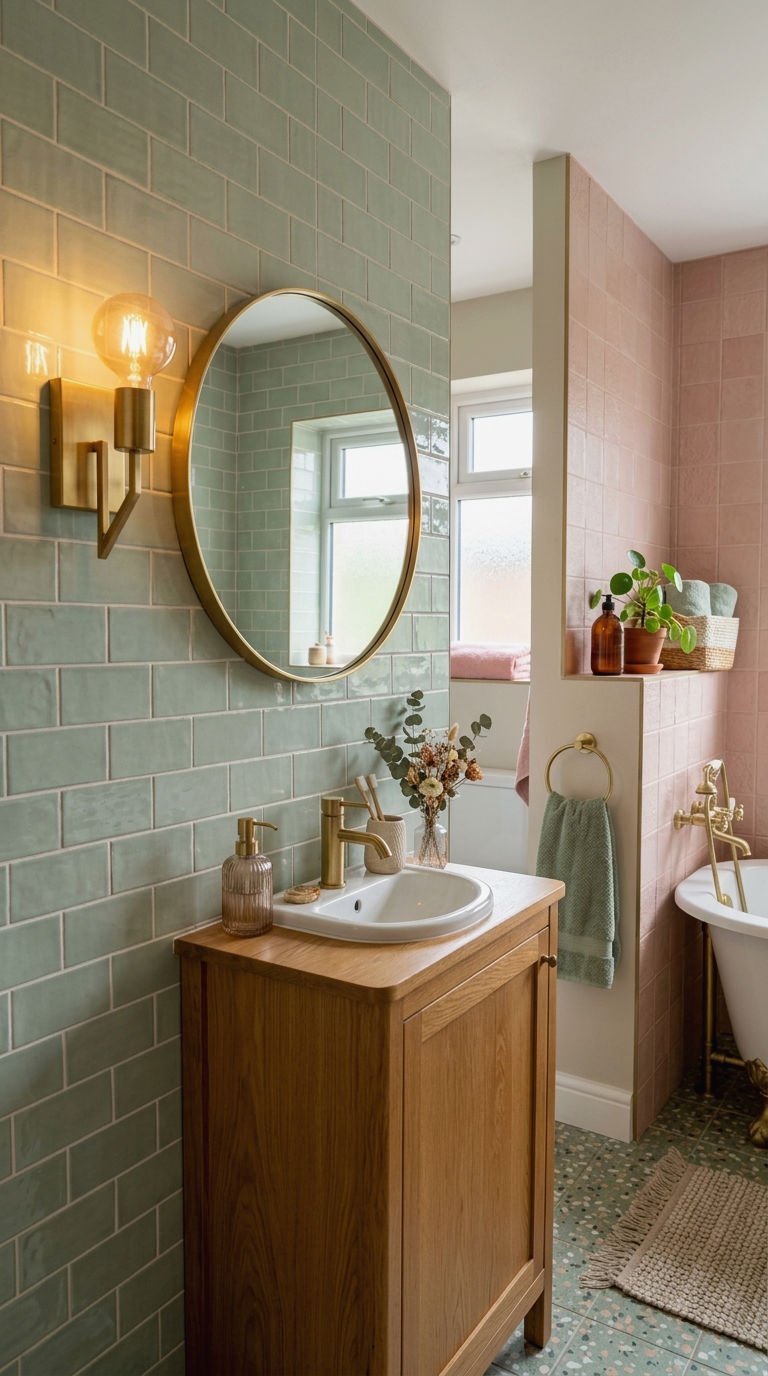 20. Light Green and Pink Wall Tiles