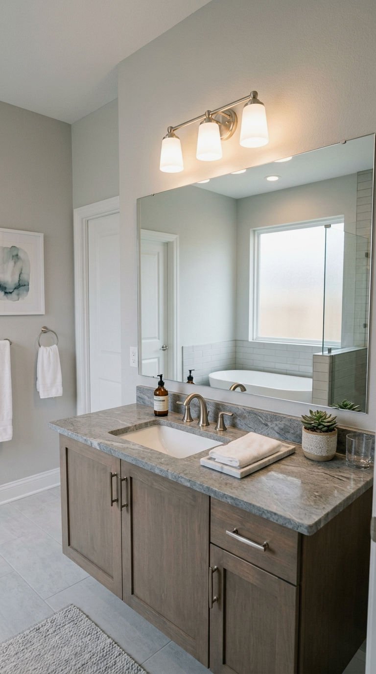 18. Light Grey Vanity Wall Colors
