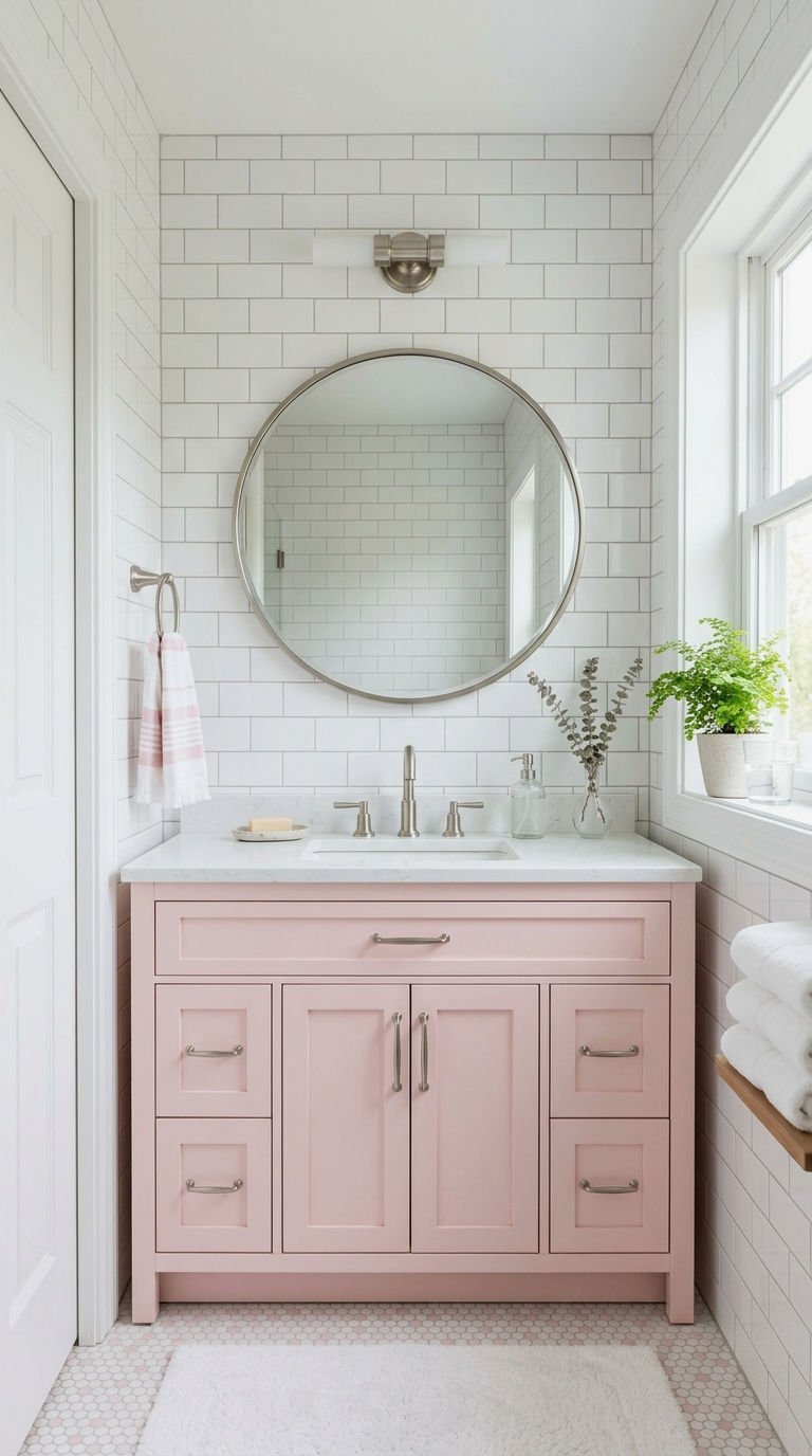 1. Light Pink Bathroom Vanity Looks