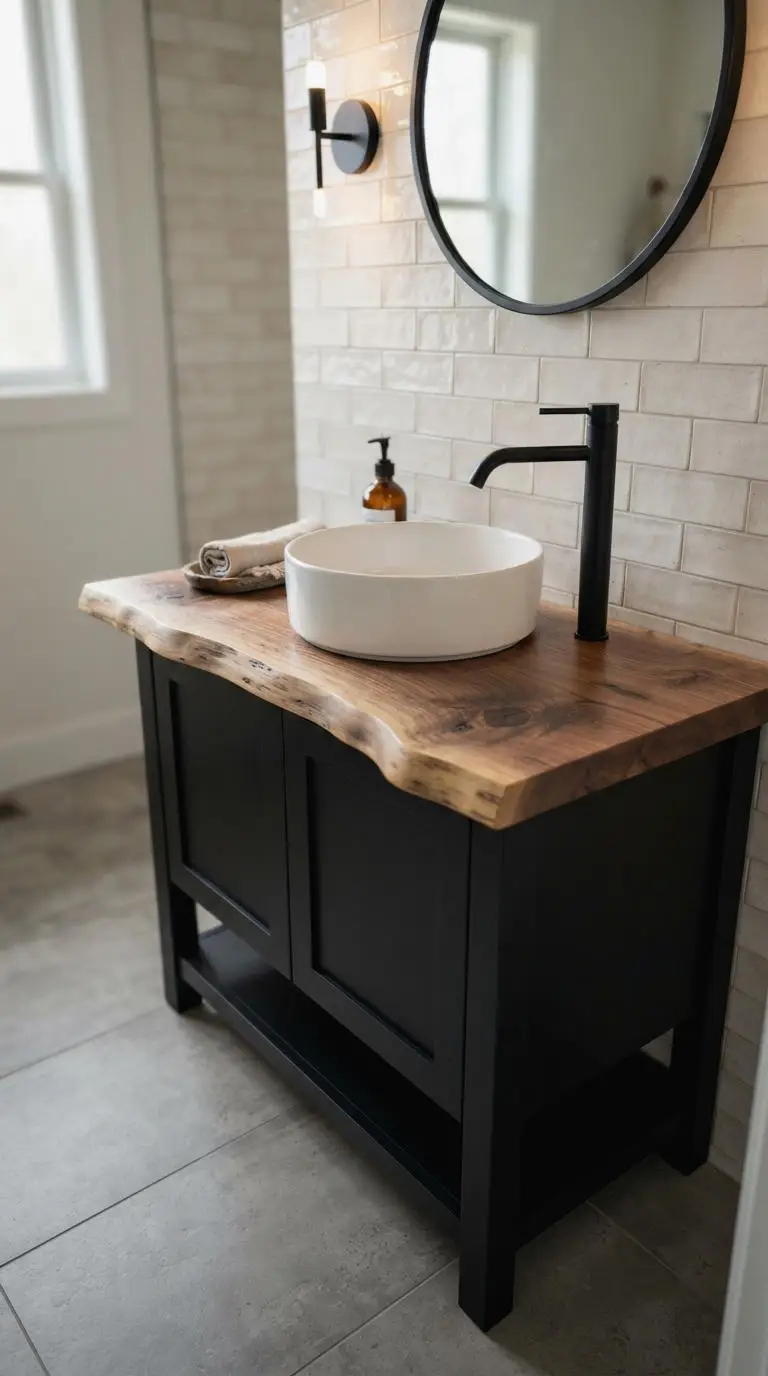 10. Live Edge Wood Countertop Vanity