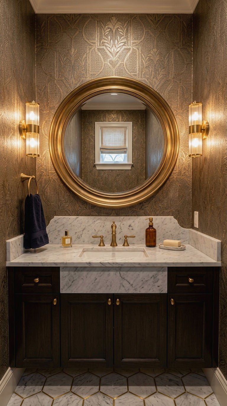 19. Luxe Half Bathroom Wallpaper Looks