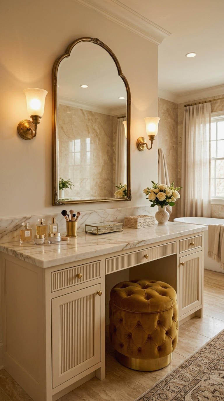 21. Luxury Primary Bath Makeup Vanity