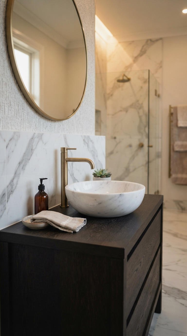 11. Marble Vessel Sink Bathroom Luxury