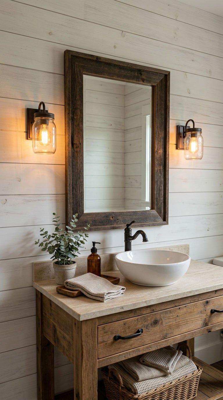 22 Bathroom Wall Sconce Picks That Actually Make Sense 18 18. Mason Jar Sconces for Rustic Charm