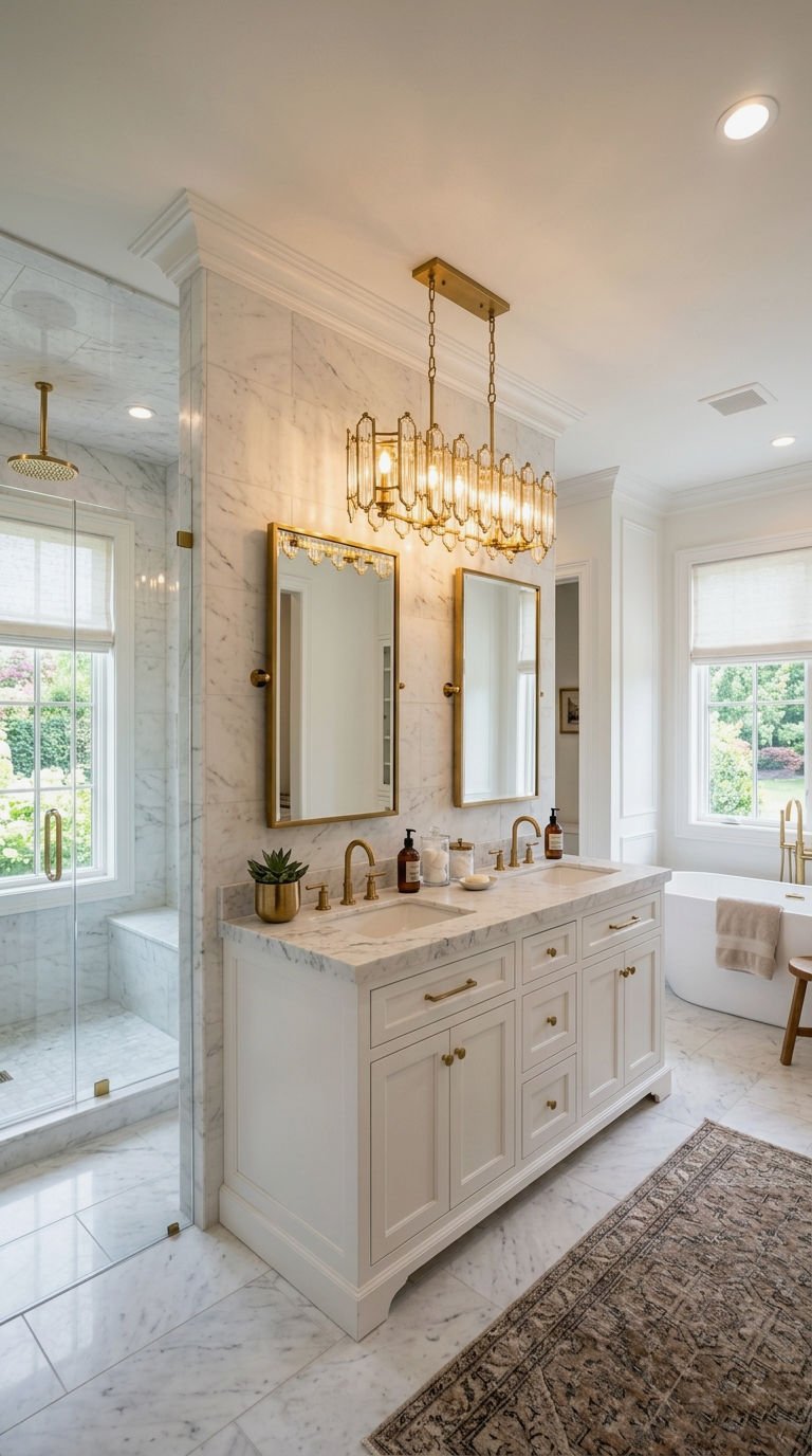 25. Master Bath Double White Vanities