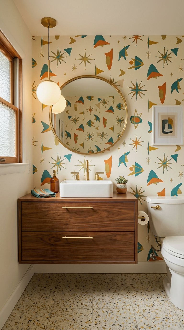 18. Mid Century Half Bath Wallpaper