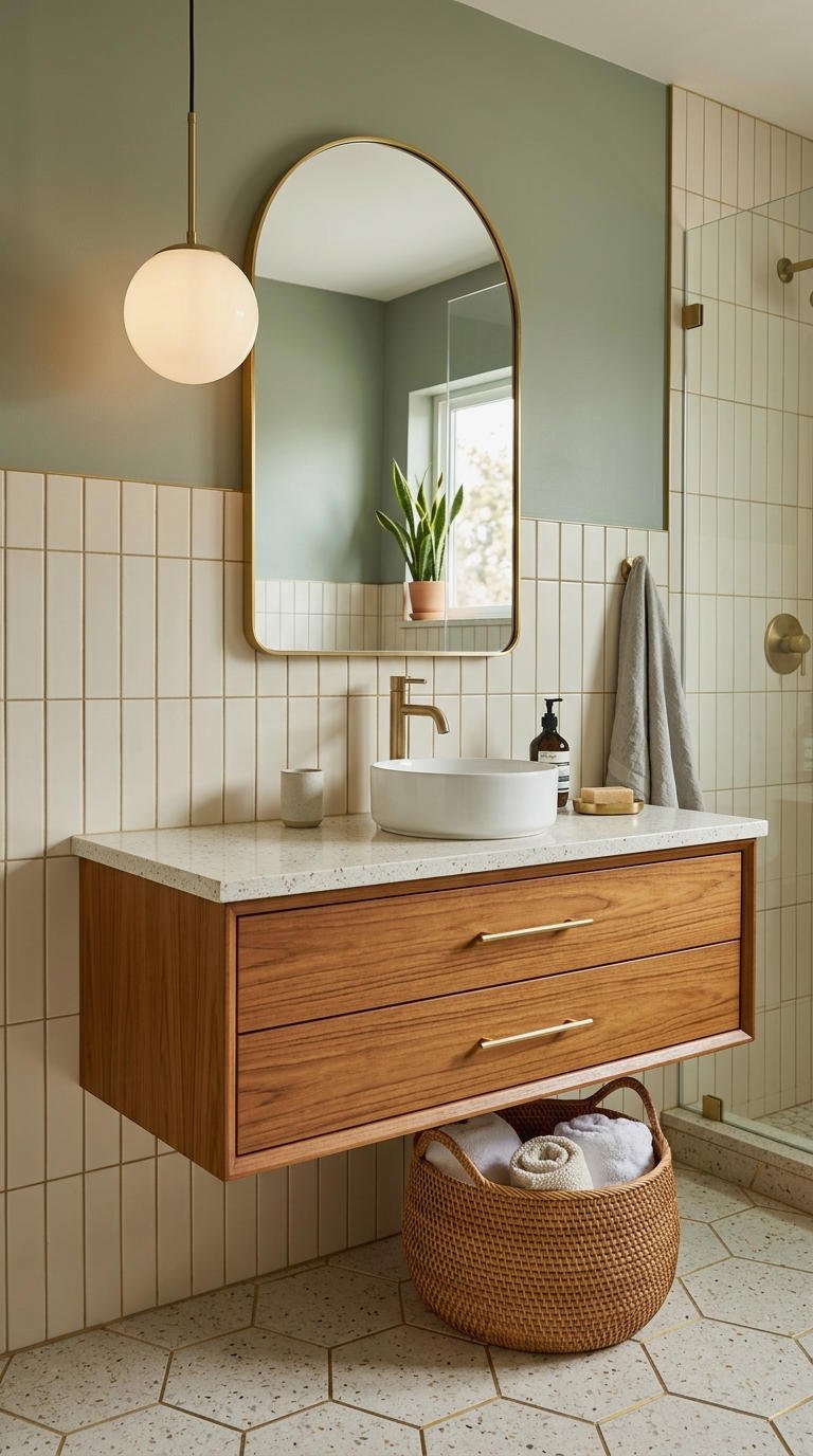 22. Midcentury Modern Floating Vanity Look