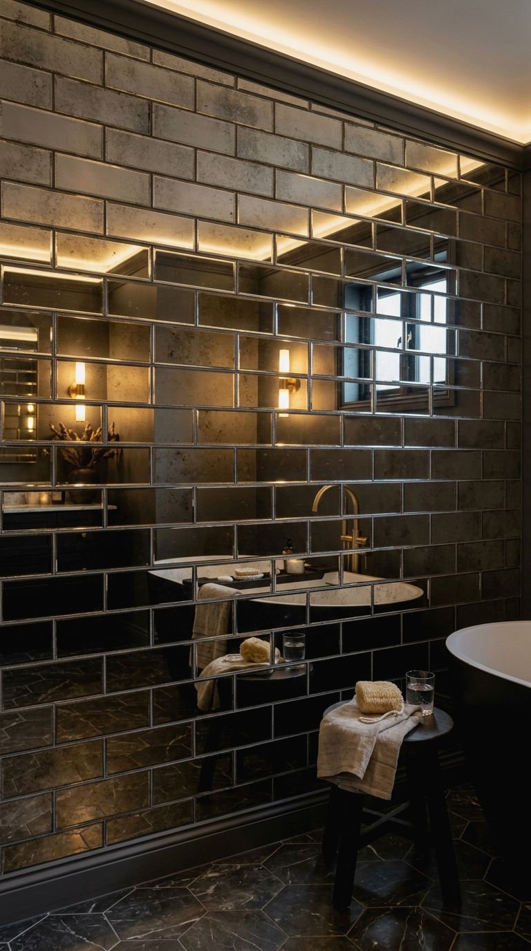 7. Mirror Tile Walls for Bathrooms