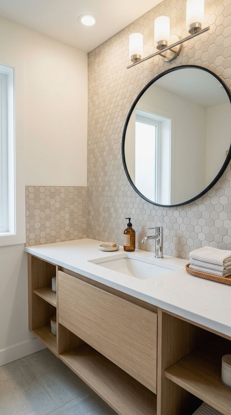 9. Modern Hexagon Tile Backsplash