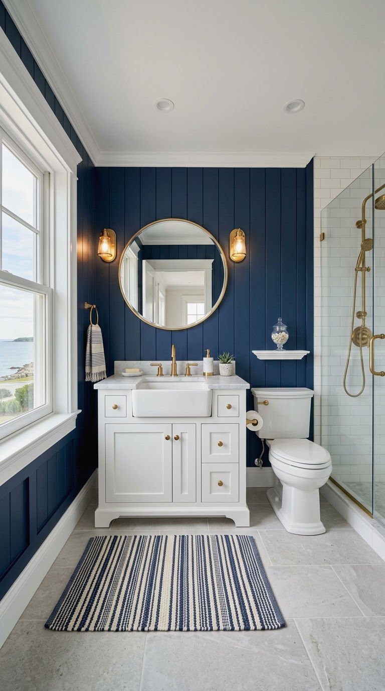 21. Navy and Blue Shiplap Bathrooms
