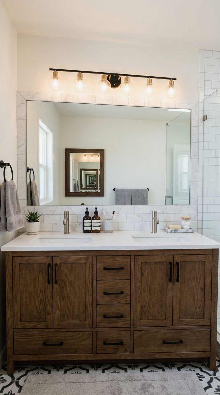 6. One Big Mirror for Double Vanities