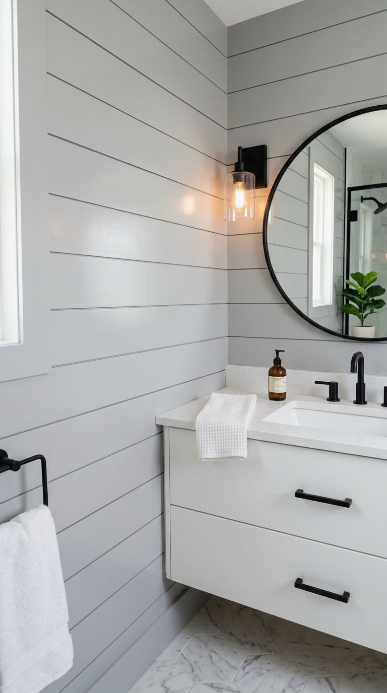 7. Painted Shiplap Bathroom Walls