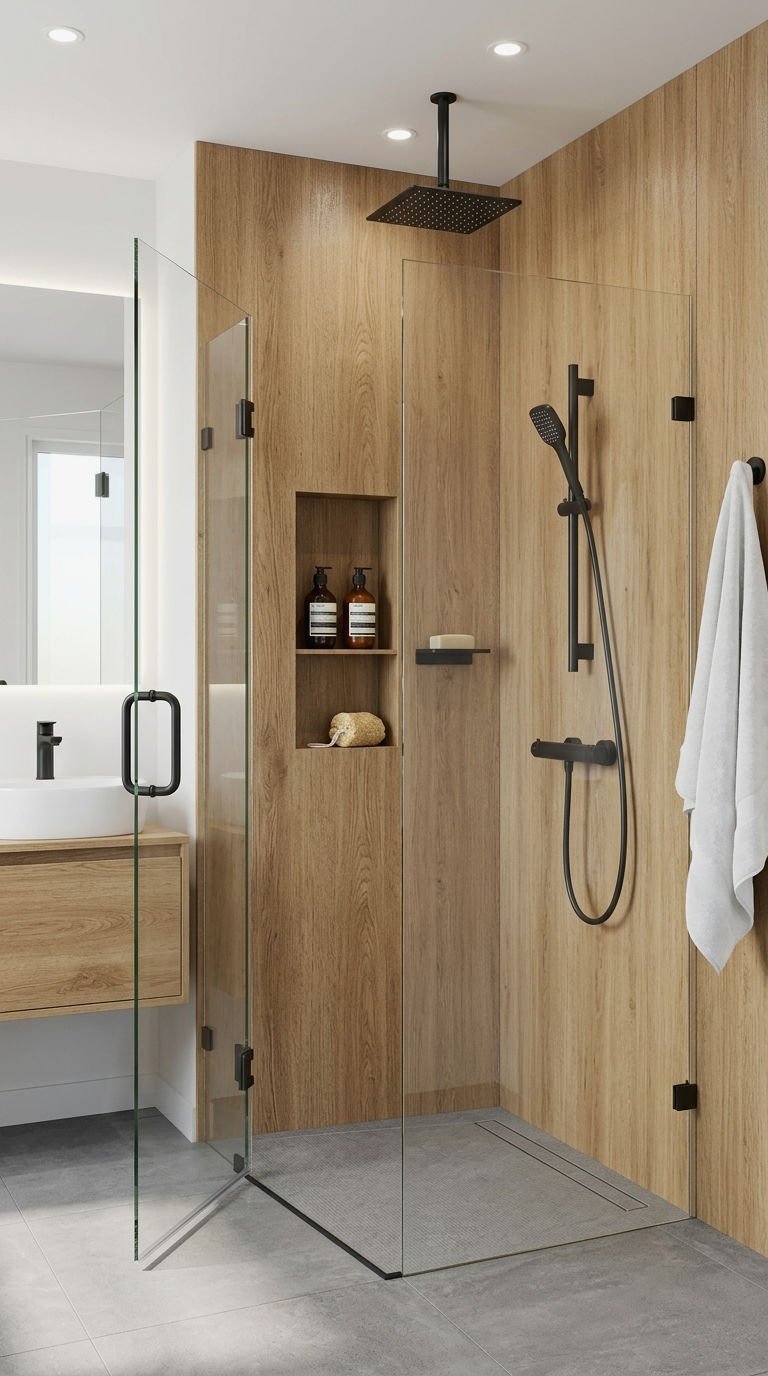 25. Paneling Around the Shower Wall