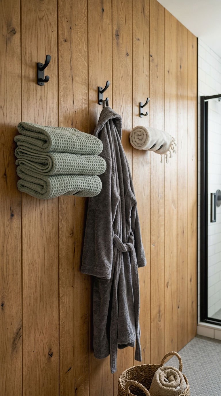 19. Paneling With Hooks for Storage