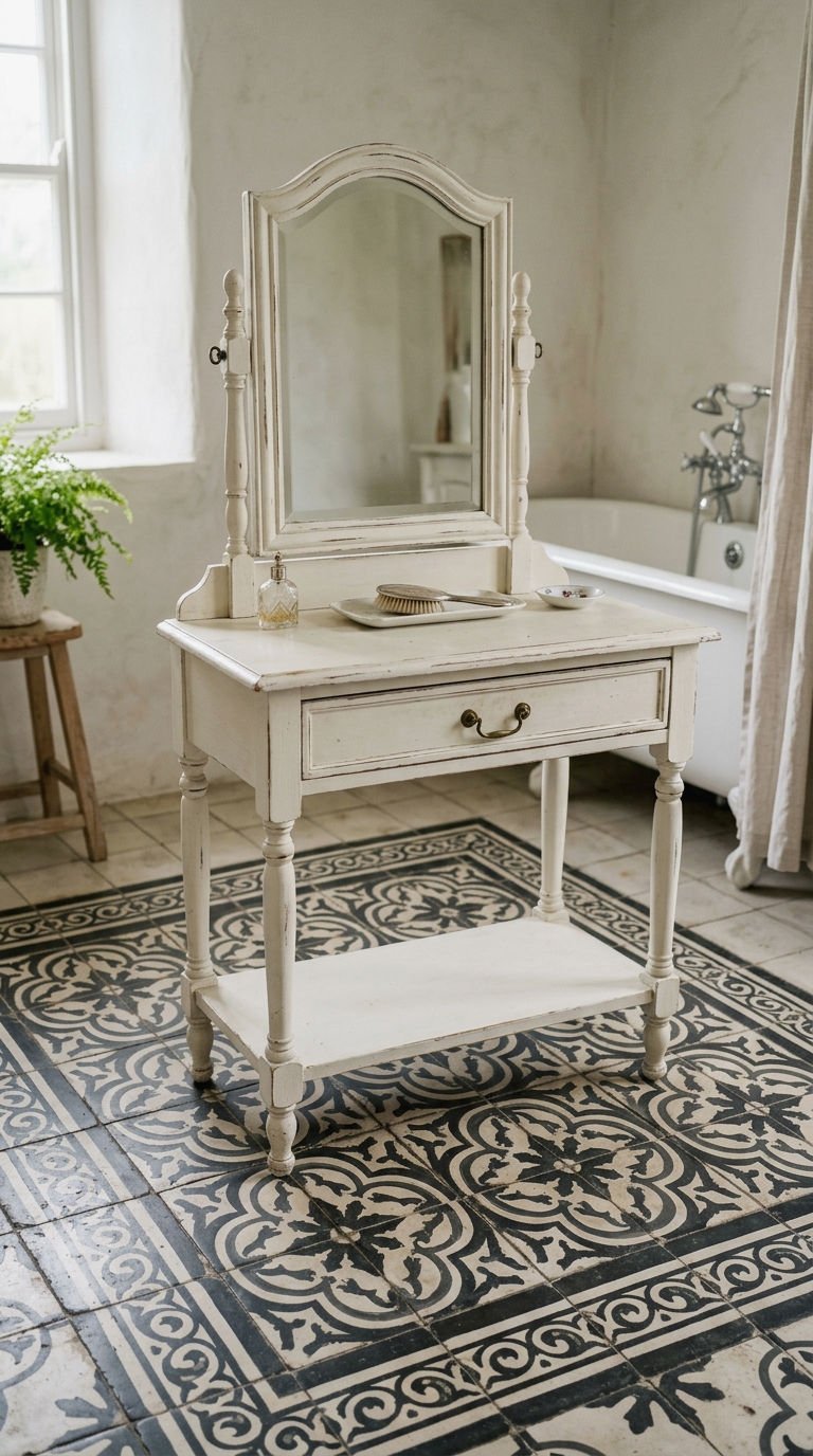 19. Patterned Floor Vanity Pairing