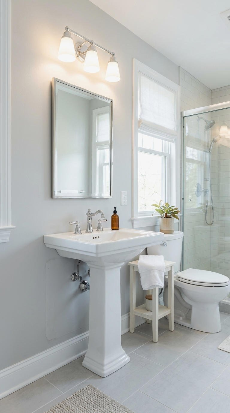 26. Pedestal Sink Bathroom Makeover Reveal