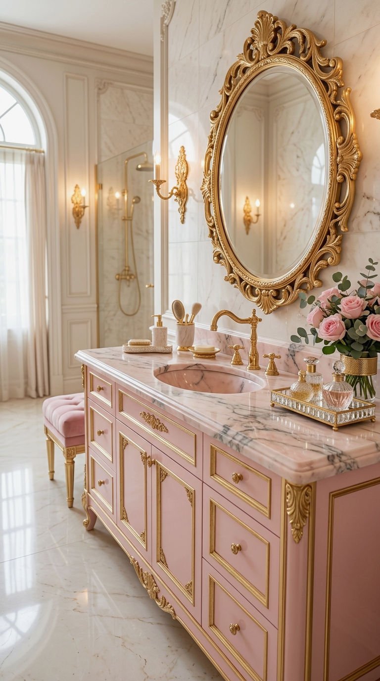 18. Pink Marble Vanity Countertop