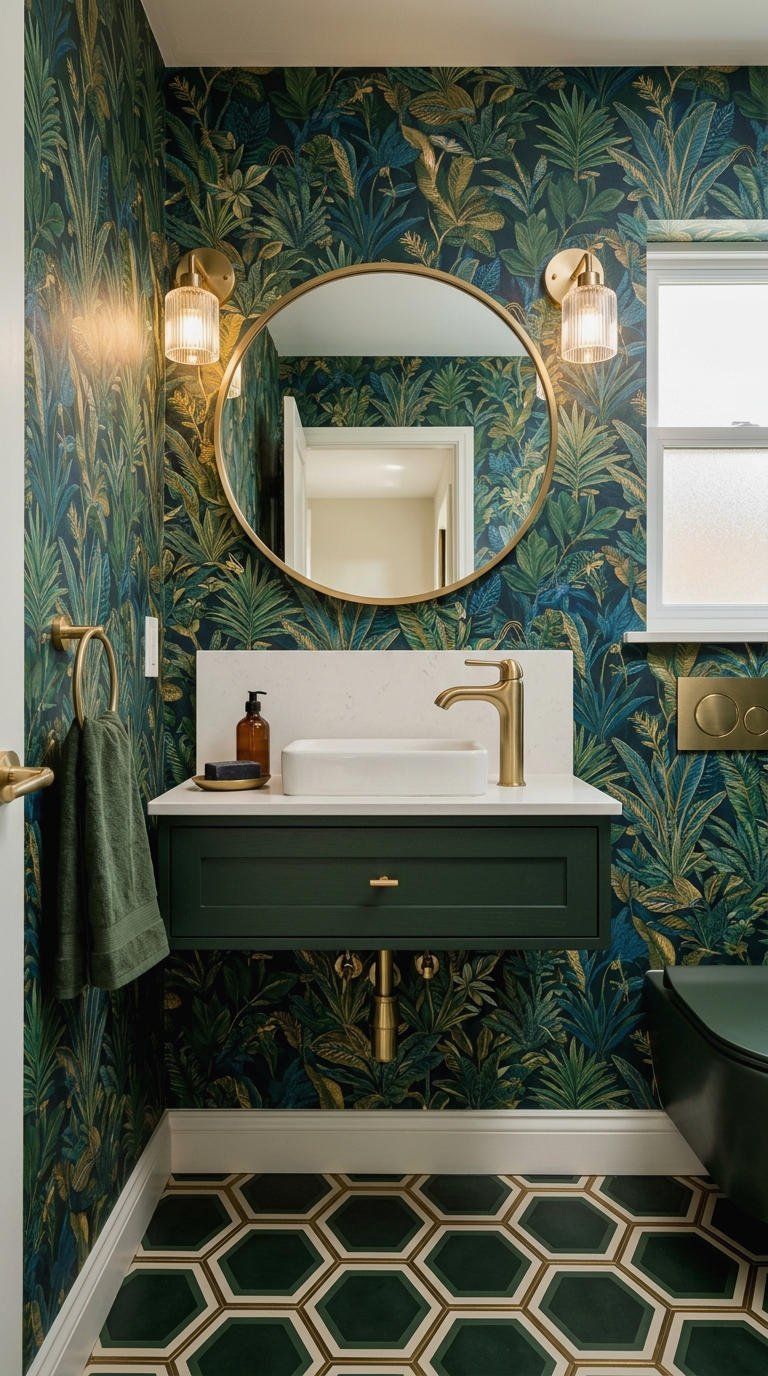 11. Powder Room Floating Vanity Charm
