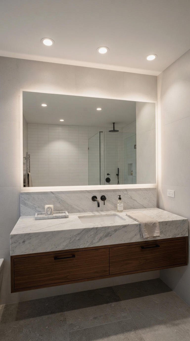 20. Recessed Lighting Over Bathroom Vanity