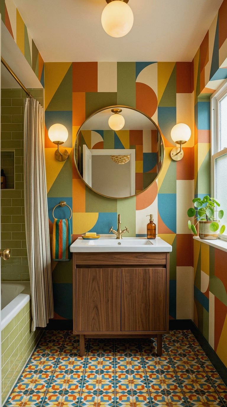 17. Retro Bathroom Wallpaper Looks