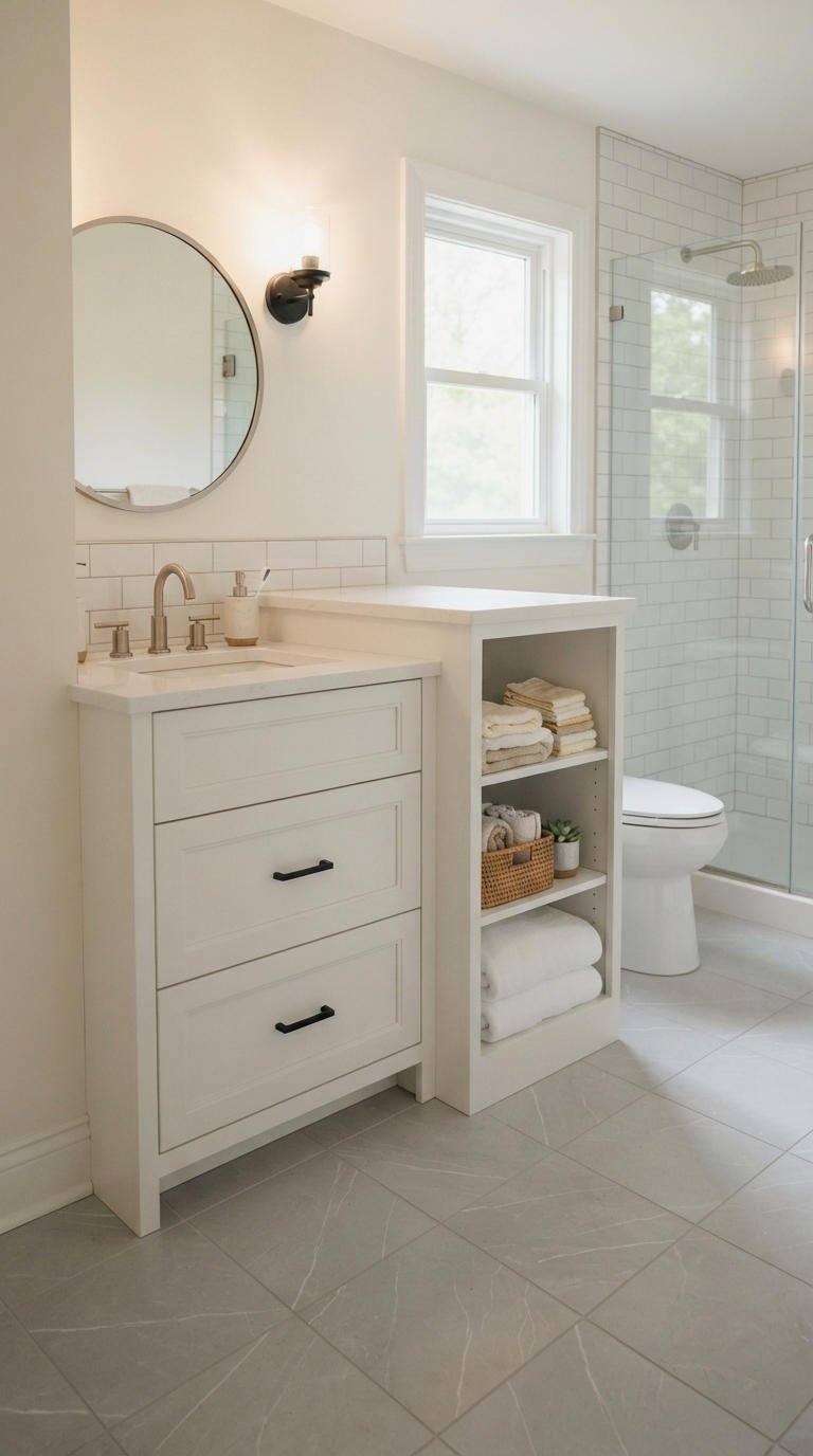 9. Roomy Bathroom Vanity With Side Storage