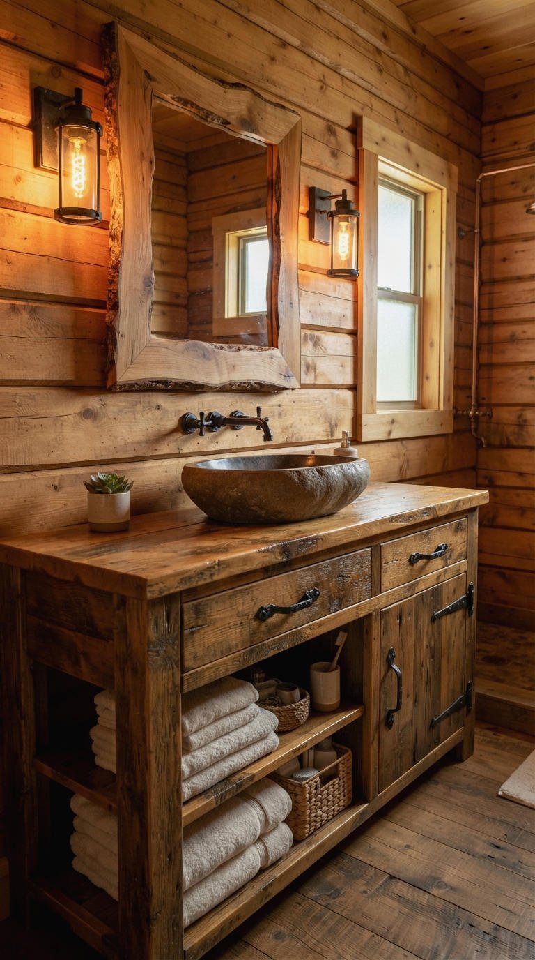 19. Rustic Vanity with Vessel Sink