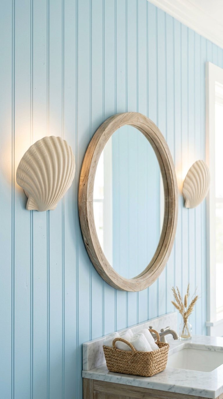 22 Bathroom Wall Sconce Picks That Actually Make Sense 15 15. Scallop Shell Sconces for Coastal Bathrooms