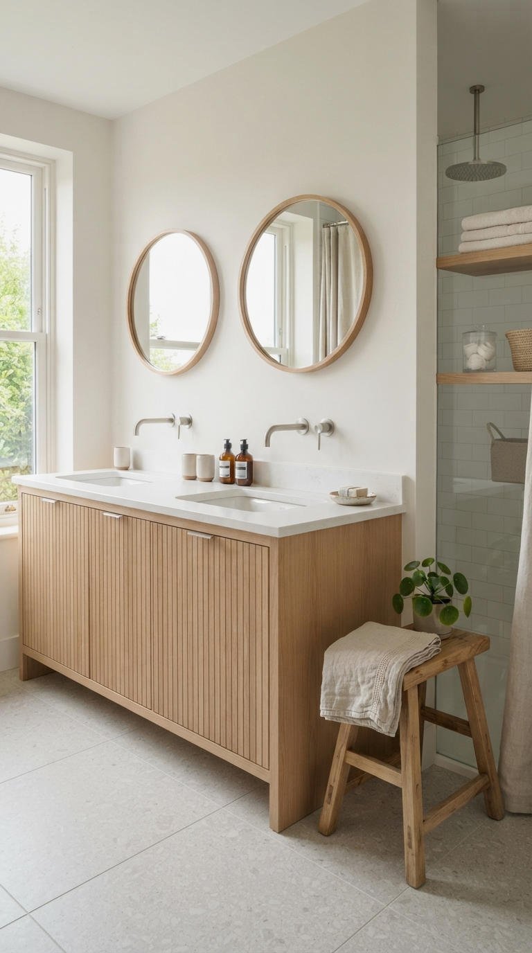 30. Scandinavian Double Sink Vanity Minimalism