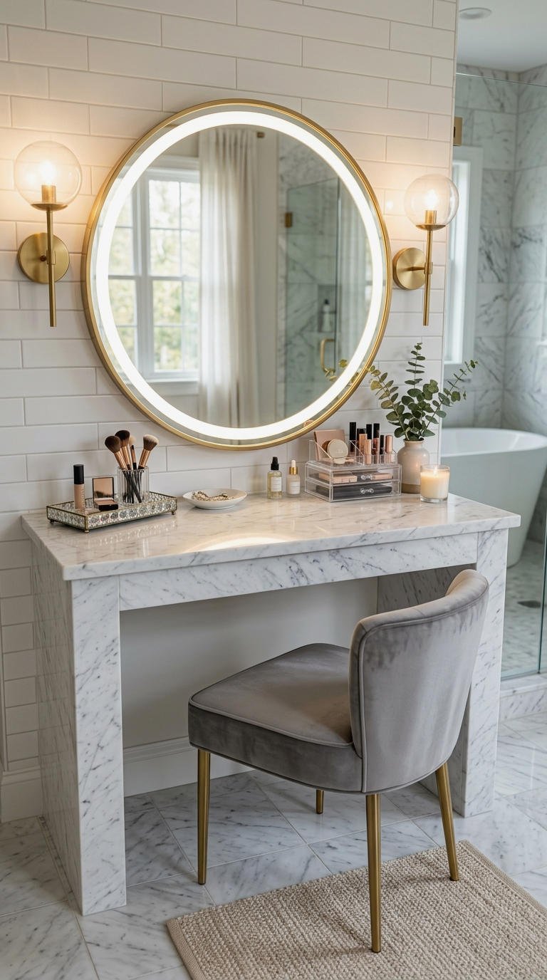 25. Seated Makeup Vanity Height and Chair