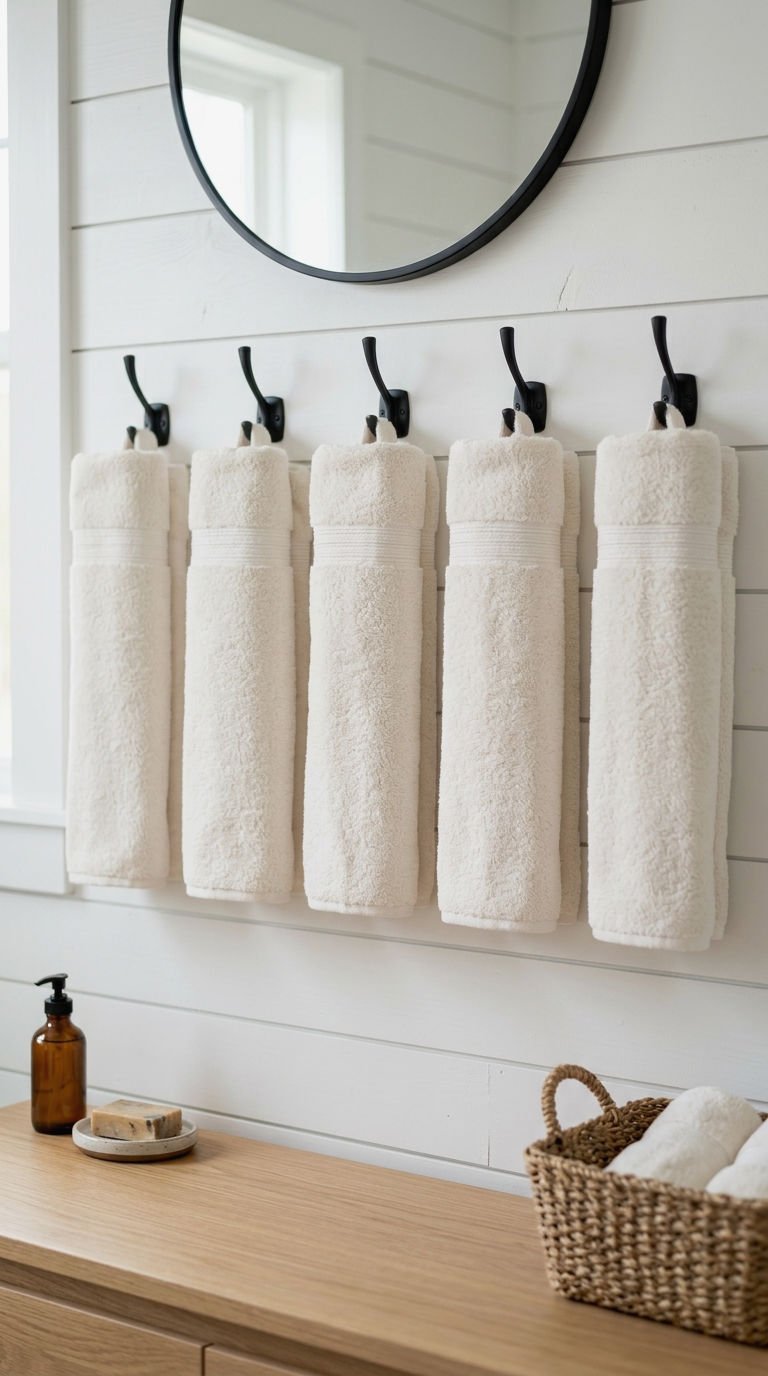 27. Shiplap Walls With Towel Hooks