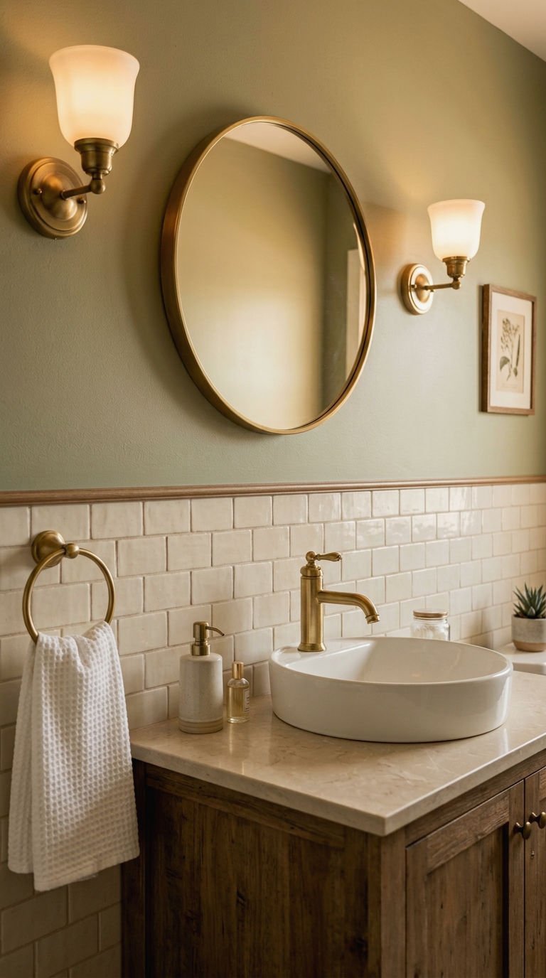 19. Simple Half Tile Backsplash