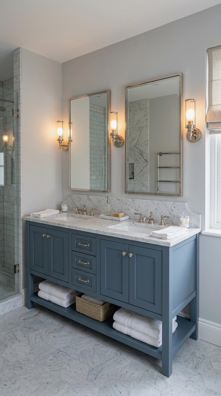 10. Slate Blue Vanity With Marble