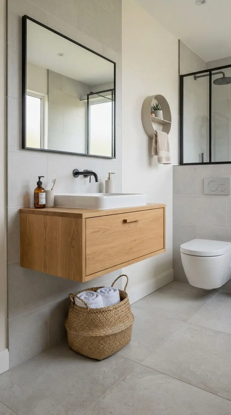4. Sleek Floating Wood Vanity Bathroom