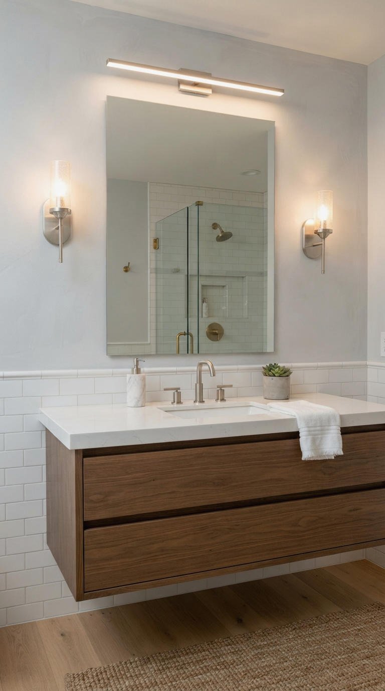 13. Sleek Vanity Lighting Above the Mirror