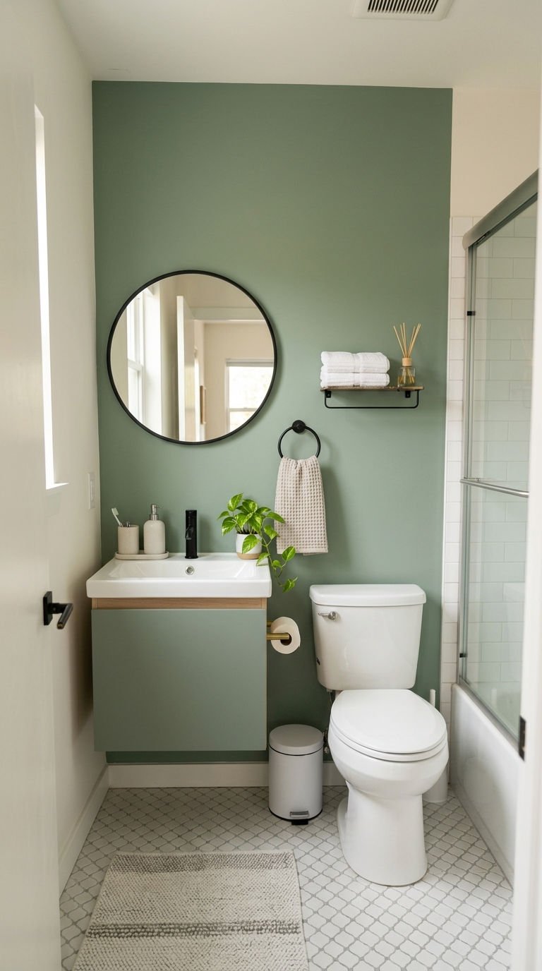 18 Bathroom Accent Wall Ideas That Actually Work 5 5. Small Bathroom Accent Wall Tricks