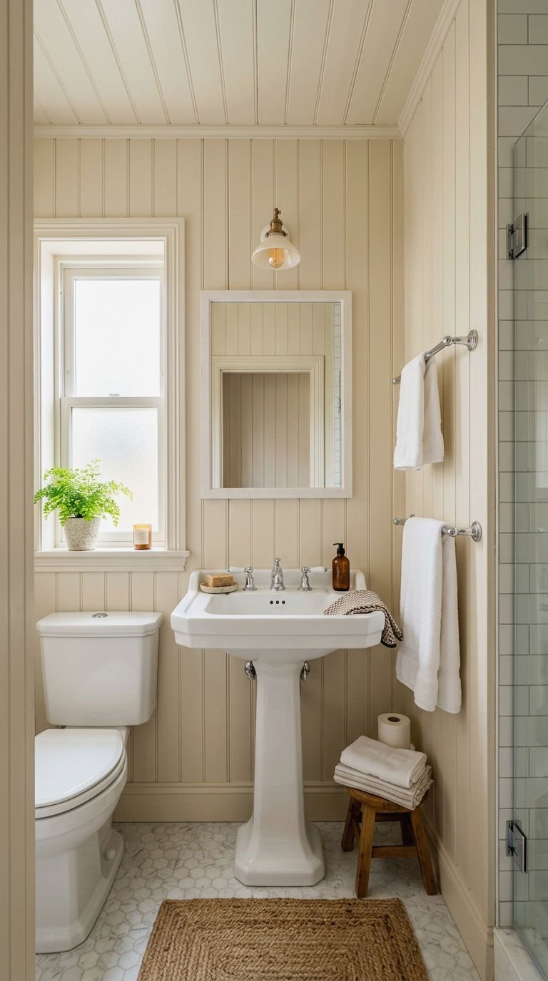 4. Small Bathroom Paneling That Works