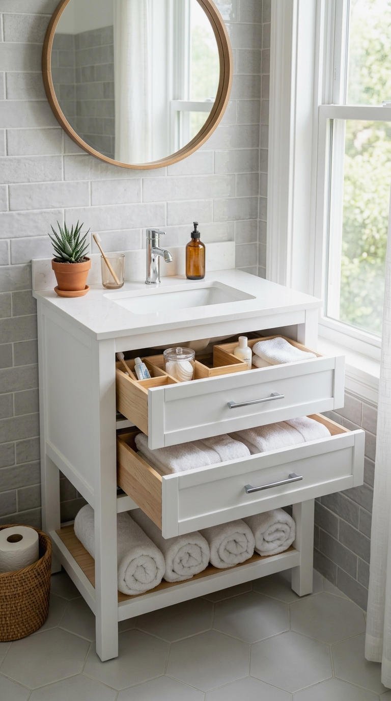 1. Small Bathroom Vanity With Storage