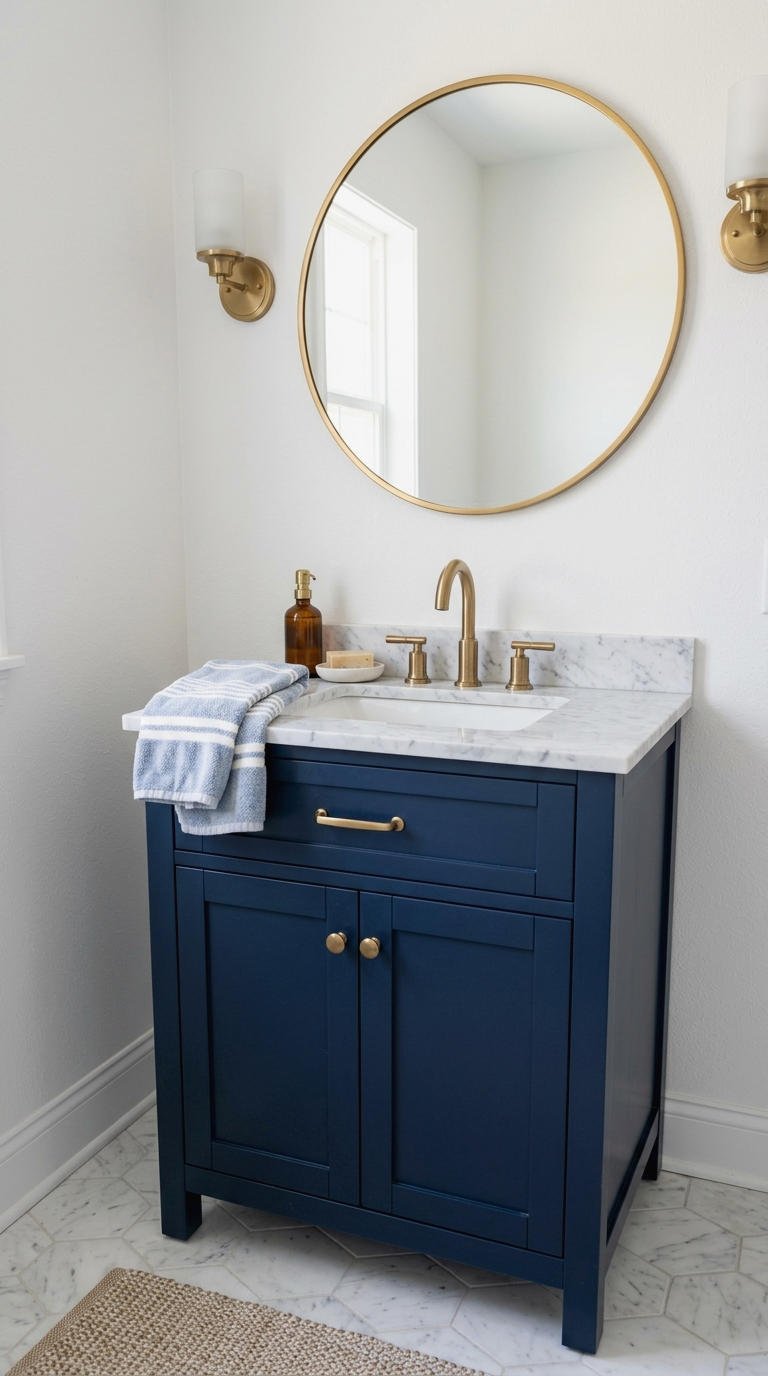 9. Small Blue Vanity for Fresh Color