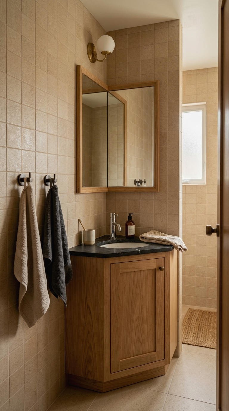 7. Small Corner Vanity for Awkward Nooks