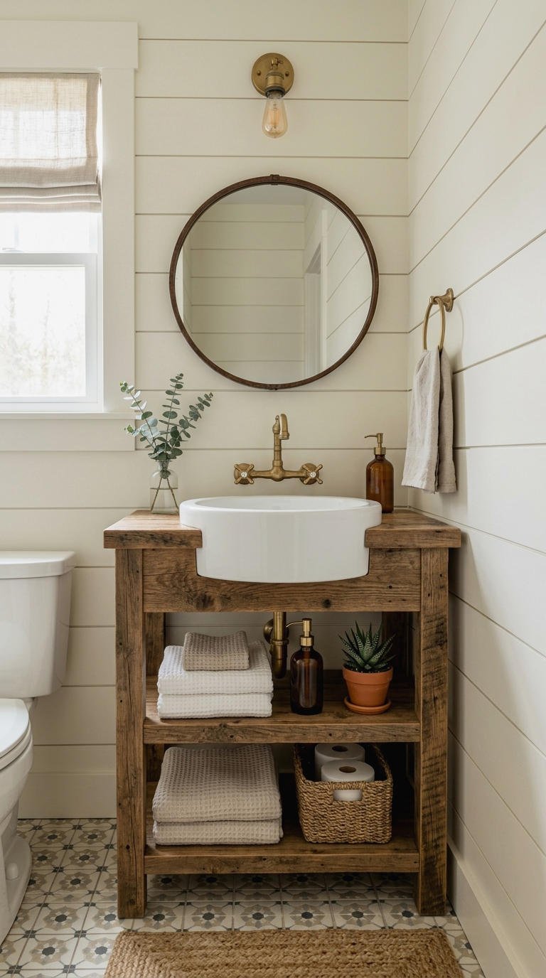 7. Small Farmhouse Bathroom Vanity Solutions