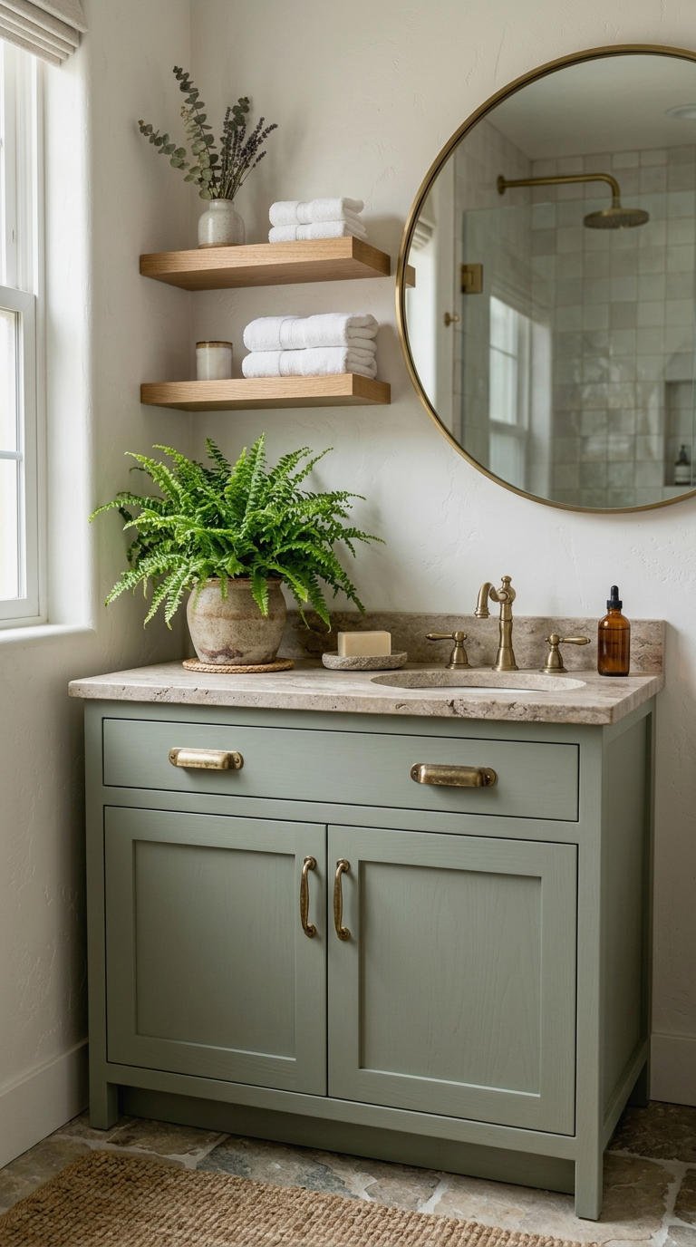 10. Small Green Vanity for Calm Vibes