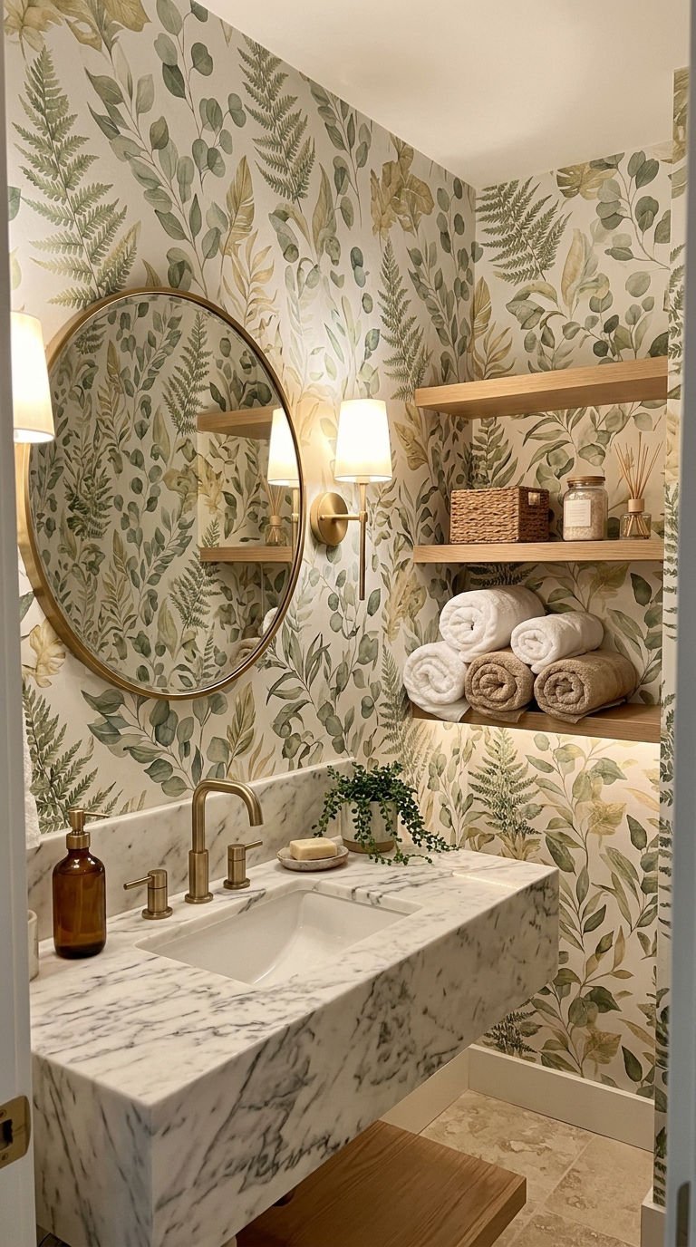 7. Small Guest Bath Wallpaper Looks