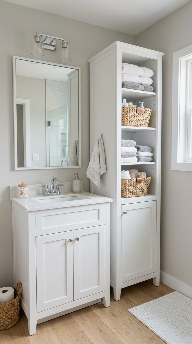 12. Small Vanity With Tall Side Cabinet