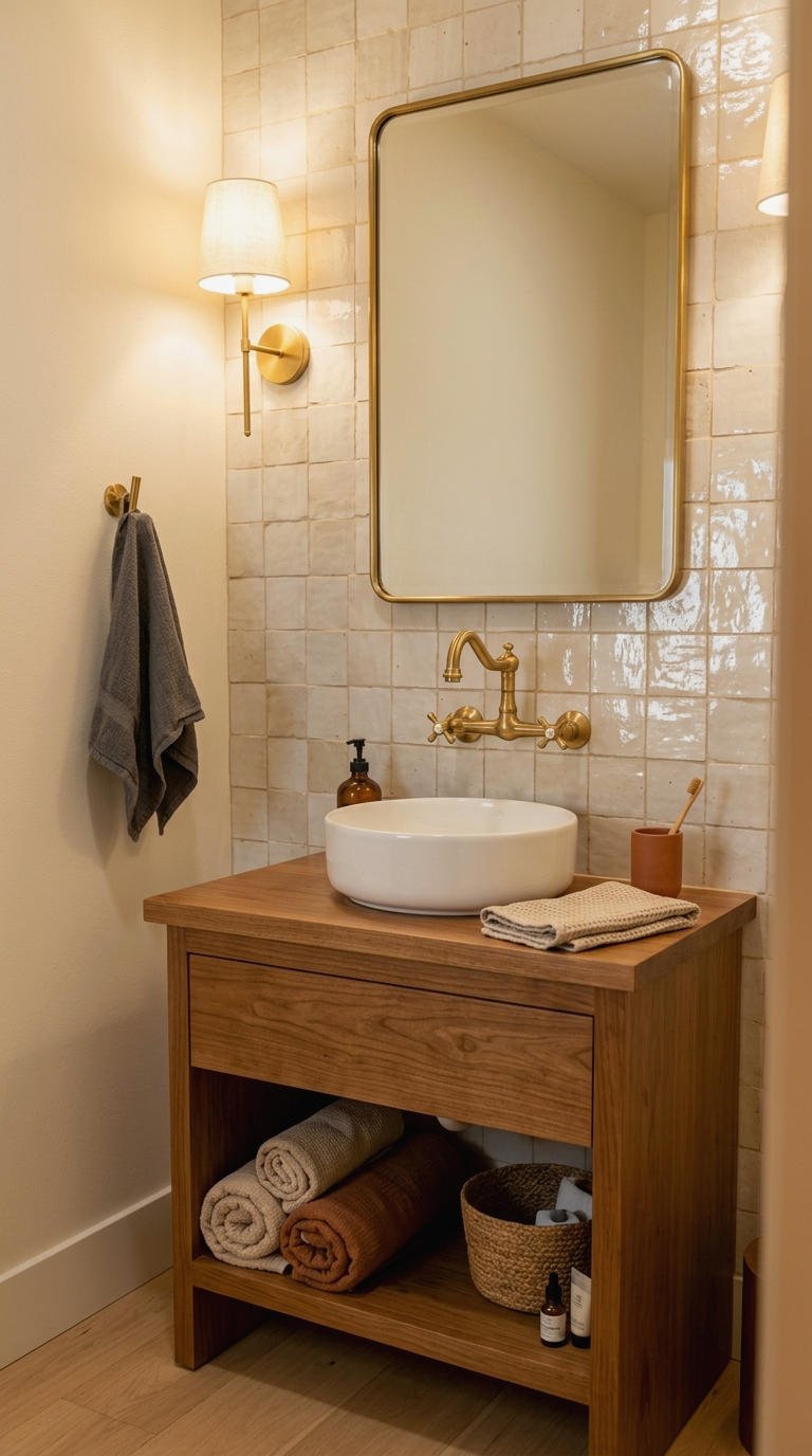 27. Small Vanity With Tile Backsplash