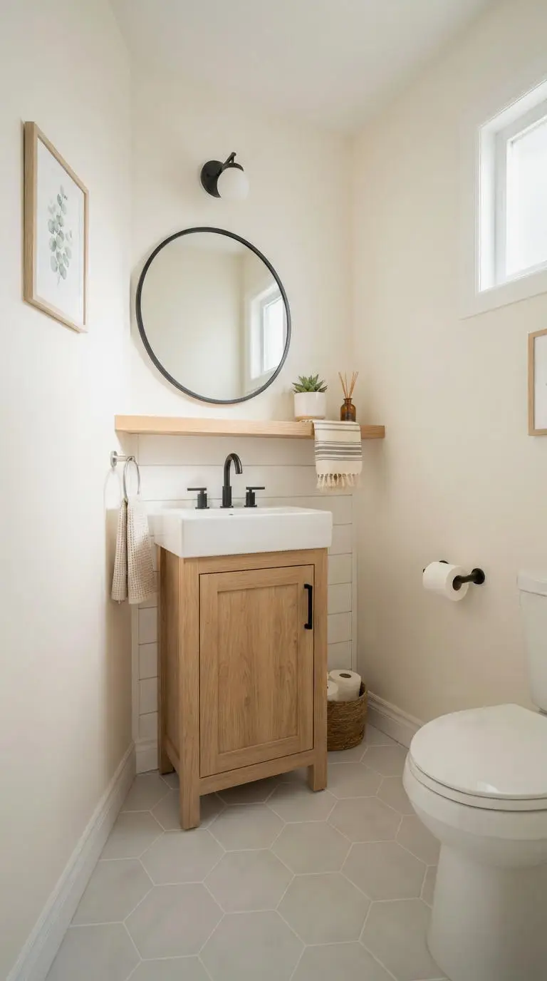 9. Small Wood Vanity for Tiny Bathrooms